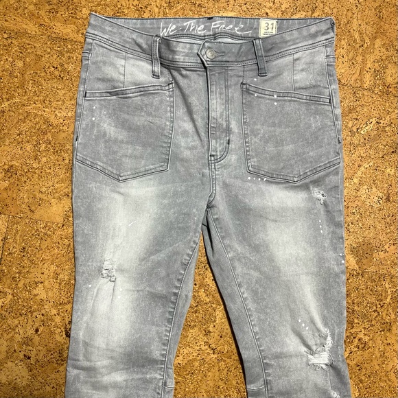 Free People Ivy Distressed Skinny Jeans In Gray Sz 31 - Picture 4 of 15